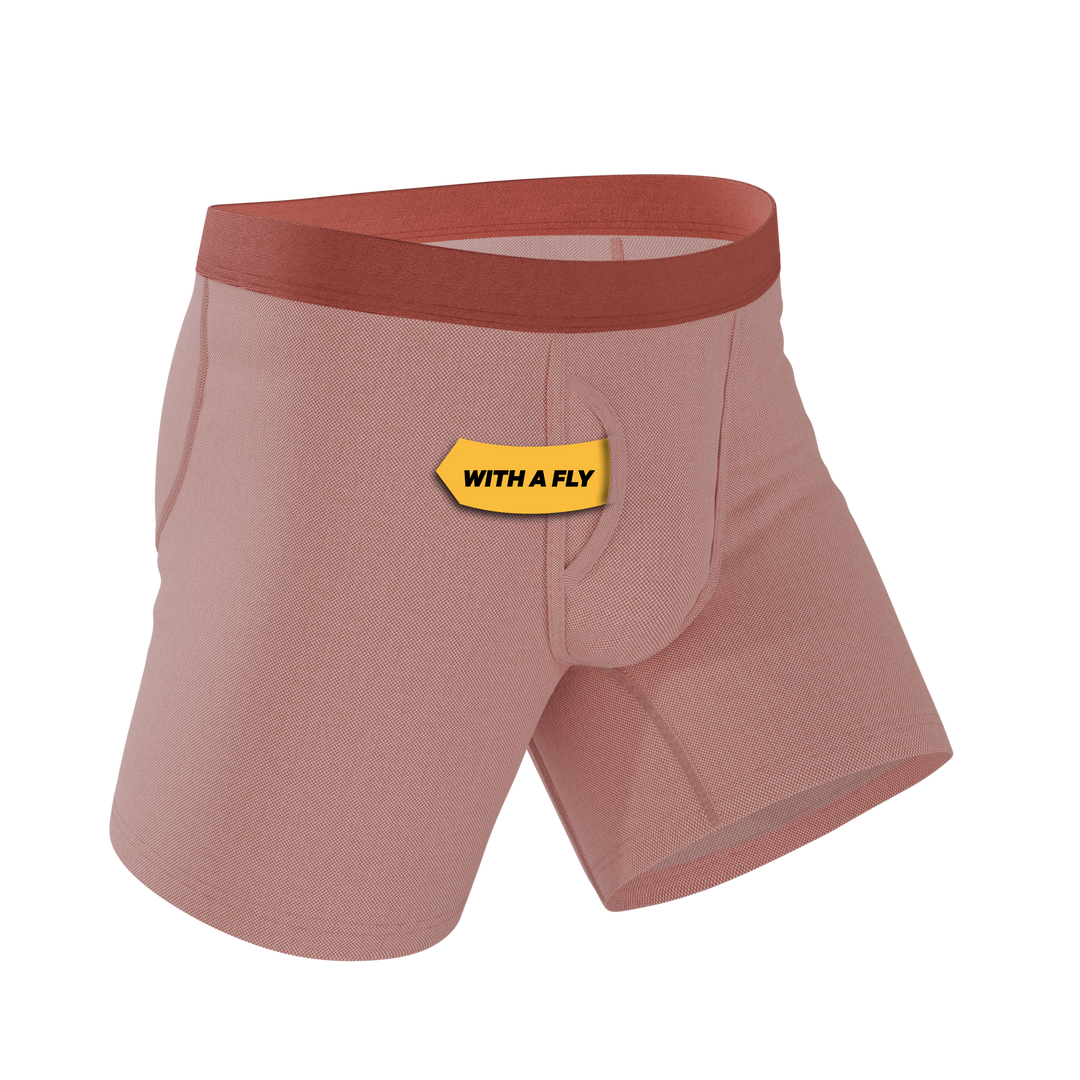 Red Chambray Ball Hammock Boxer Briefs with Fly